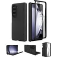 thumbnail image 1 of Case for Samsung Galaxy Z Fold 5 (2023) with Built-in Cover Screen Protector & Hinge Protection, Slim Hard PC + PU Protective Phone Case for Galaxy Z Fold5 5G - Black, 1 of 7