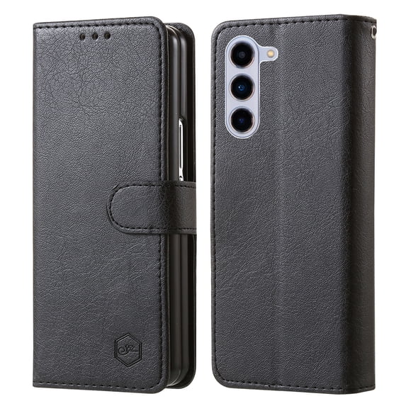 Case for Samsung Galaxy Z Fold 5 5G, Vintage PU Leather Card Slots Book Case Magnetic Buckle Shock-Absorbing Protective Flip Case Compatible with Samsung Galaxy Z Fold 5 5G - Black