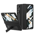 thumbnail image 1 of Case for Samsung Galaxy Z Fold 5, Anti-Scratch Shockproof Plating PC + PU Leather Ultra Slim Hinge Protection, Support Wireless Charging, with Screen Protector for Samsung Galaxy Z Fold 5, Black, 1 of 7
