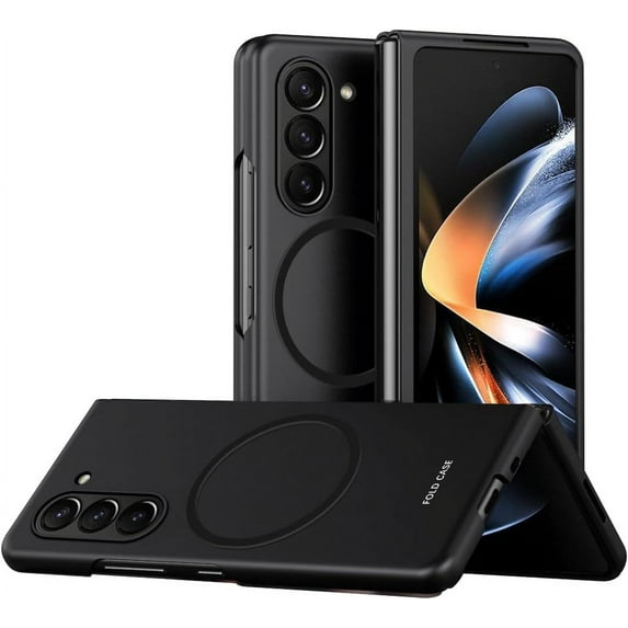 Case for Samsung Galaxy Z Fold 5 Case Slim Compatible with MagSafe Full Body Hard PC Anti-Scratches Phone Case Silky Thin Shockproof Case Cover for Samsung Galaxy Z Fold 5 Black QHP