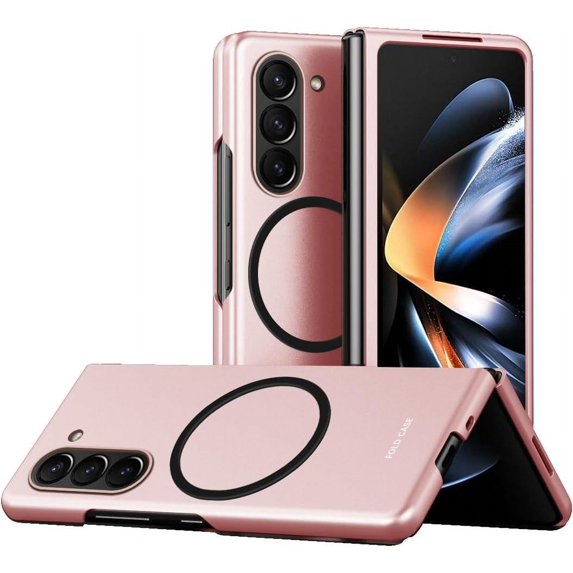 Case for Samsung Galaxy Z Fold 5 Case Slim Compatible with MagSafe Full Body Hard PC Anti-Scratches Phone Case Silky Thin Shockproof Case Cover for Samsung Galaxy Z Fold 5 Pink QHP
