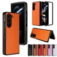 thumbnail image 1 of Case for Samsung Galaxy Z Fold 5, PU Vegan Leather Back & Hard PC Bumper Wireless Charging Shockpoof Protective Slim Anti-Scratch Phone Case for Samsung Galaxy Z Fold 5 - Orange, 1 of 8