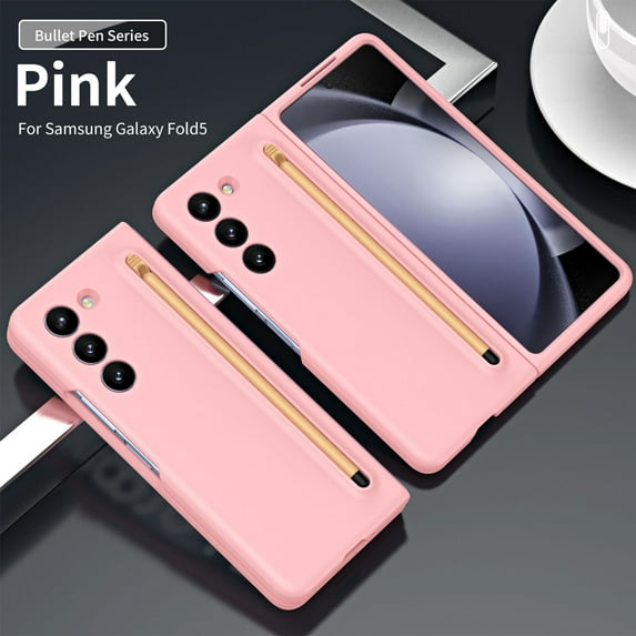 Case for Samsung Galaxy Z Fold 5, with Pen Holder & Free Stylus Thin Slim Fit Matte PC Fall Protection Shockproof Anti-fingerprint Phone Case Cover for Samsung Galaxy Z Fold 5 5G 2023, Pink