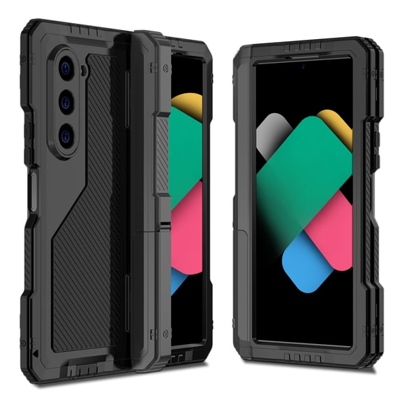 Case for Samsung Galaxy Z Fold 6 5G, with Kickstand [Hinge Protection] Heavy Duty Drop-proof Silicone & Hard Shockproof Metal Bumper Cover  Rugged Shell for Galaxy Z Fold 6 5G, Black