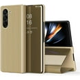 thumbnail image 1 of Case for Samsung Galaxy Z Fold 6 Case Clear View Mirror Makeup Luxury Design Bookstyle Leather Flip Case with Kickstand Shockproof Case Cover for Samsung Galaxy Z Fold 6 QH Gold, 1 of 9