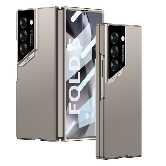 Case for Samsung Galaxy Z Fold 6 with Front Built-in Screen Protector - Scratch Resistant Hard PC Back Bumper Protective Shockproof Cover for Samsung Galaxy Z Fold 6,Titanium
