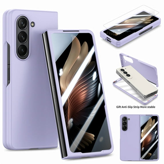 Case for Samsung Galaxy Z Fold 6 Skin-Friendly Folding Case, Slim Rugged PC Cover with Screen Protective Film, Full Coverage Shockproof Anti-Scratches Case for Samsung Galaxy Z Fold 6,Purple