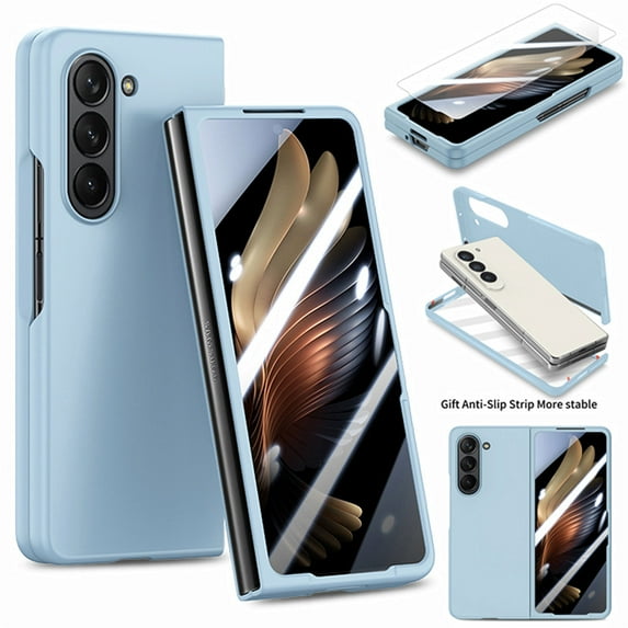 Case for Samsung Galaxy Z Fold 6 Skin-Friendly Folding Case, Slim Rugged PC Cover with Screen Protective Film, Full Coverage Shockproof Anti-Scratches Case for Samsung Galaxy Z Fold 6,Skyblue