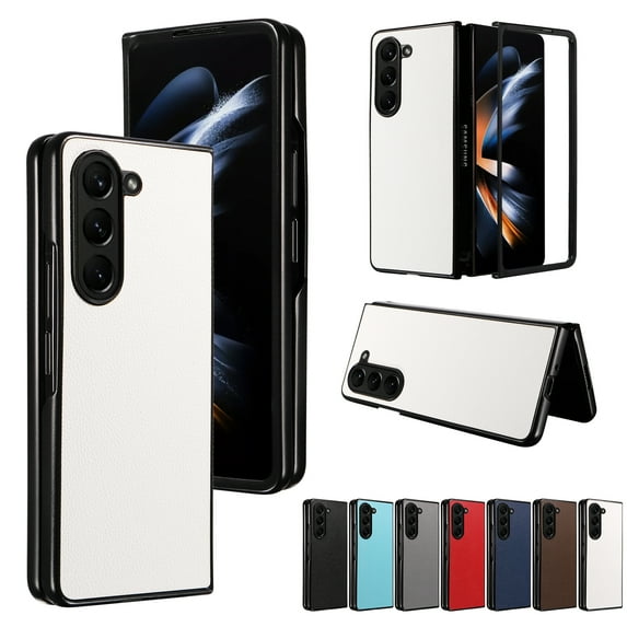Case for Samsung Galaxy Z Fold 7 5G, Classic PU Leather Back Cover Drop Protective Shell Slim Fit Shockproof Phone Case Cover for Samsung Galaxy Z Fold 7 - White