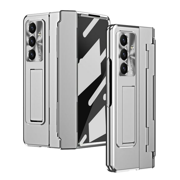 Case for Samsung Galaxy Z Fold 7, Anti-Scratch Shockproof Glossy PC Ultra Slim Hinge Protection Wireless Charging with Screen Protector Phone Cover for Samsung Galaxy Z Fold 7 - Silver