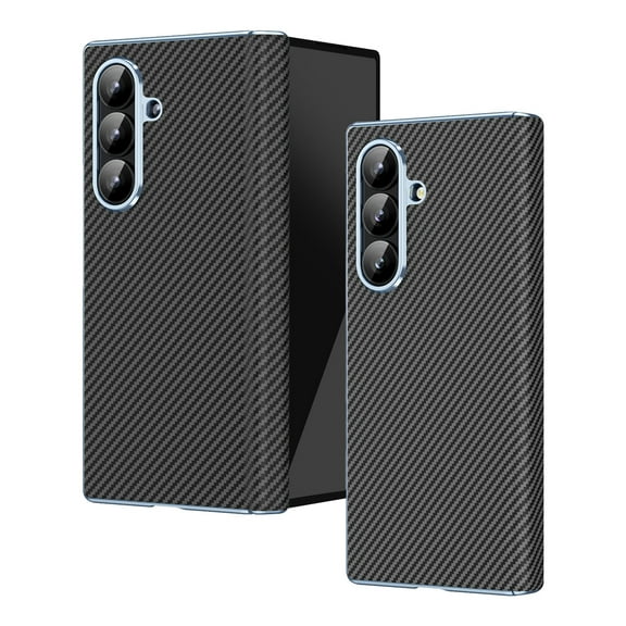 Case for Samsung Galaxy Z Fold 7, Carbon Fiber Texture Skin-Friendly Slim Back Cover with Hinge Protection, Lightweight Design, No Front Cover, Shockproof Drop-Resistant Phone Case, Black