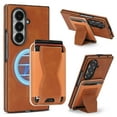 thumbnail image 1 of Case for Samsung Galaxy Z Fold 7, PU Leather PC + TPU Protective Case with Detachable Strong Magnetic Card Pocket Kickstand Shockproof Anti-Scratch Non-Slip Slim 3 In 1 Phone Case Cover, Brown, 1 of 11