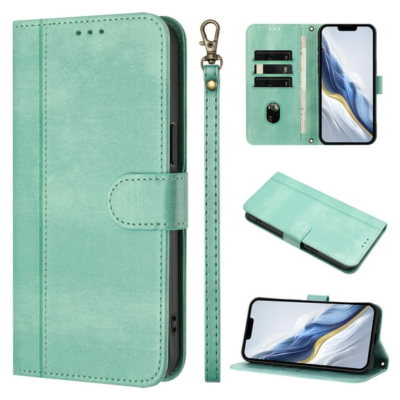 Case for Samsung M33 5G Wallet Phone Cover with Wrist Strap, Card Slots and Cash Pocket, PU Leather Magnetic Closure and Anti-Drop Stand Flip Protective Shockproof Case