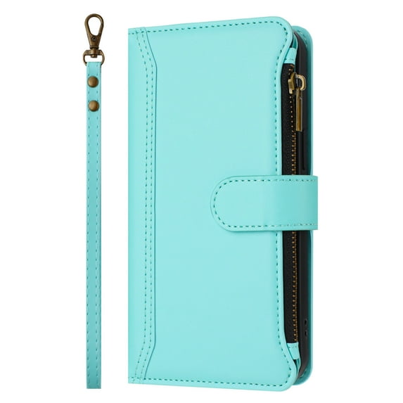 Case for Samsung Note 9 Classic Leather Phone Case with Detachable Wrist Strap Zipper Pocket Card Holder Kickstand Support Wireless Charging Shockproof Cover