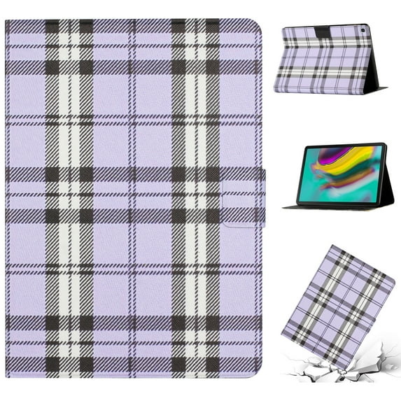Case for Samsung Tab S5e (2019), Plaid Design Cute Stylish Shockproof Cover with Kickstand Magnetic Flip Folio Case for Samsung Tab S5e 10.5" (2019),Purple