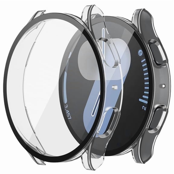 Case with Screen Protector for 44mm Galaxy Watch 7, 2Pack Cover with Tempered Glass for Samsung Galaxy Watch7, Scratch Resistant Sensitive Touch Protection, Transparent