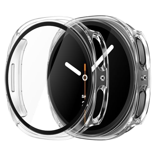 Case with Screen Protector for 44mm Galaxy Watch 9/8, 2Pack Cover with Tempered Glass for Samsung Galaxy Watch9/Watch8, Scratch Resistant Sensitive Touch, Transparent