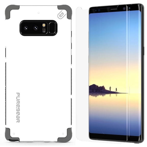 Case and Screen Protector for Note 8, White [PureGear] Dualtek Extreme Rugged Military Tested CoverAND [Tech21] ImpactShield Full-Size Display Guard for Samsung Galaxy Note 8 (SM-N950)