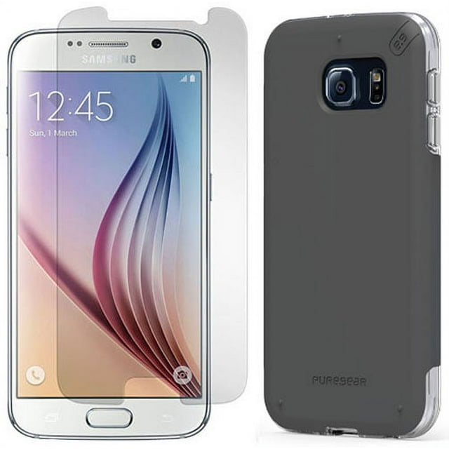 Case/Screen Protector for Galaxy S6, PureGear Black Dualtek Pro [Anti-Impact Rugged] Cover + Anti-Impact Screen Guard for Samsung Galaxy S6 (SM-G920)