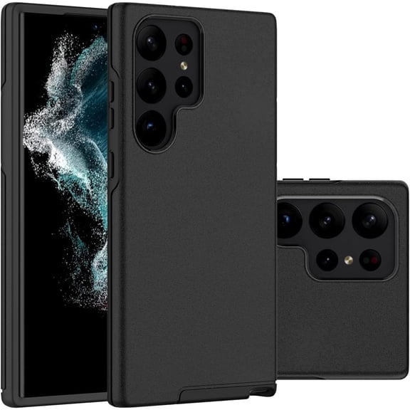 Case Shockproof Bumper Protective Cover Hybrid Design [Hard PC] Back + Flexible TPU Frame Enhanced Corners Slim Fit Skin for Samsung Galaxy S23 Ultra 5G 2023 6.8 Inch Black