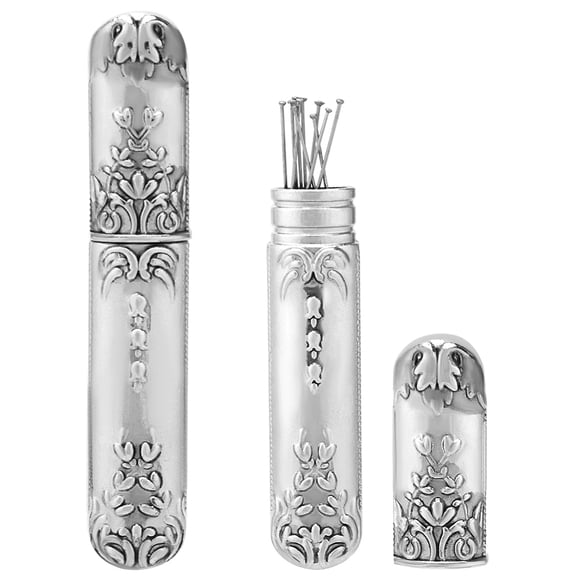 Case Silver Needles Tubes Toothpick Keeper Holder Box Container Portable Sewing Supplies Tools for Embroidery Stitch Hand Crafts 3.46x0.59inch