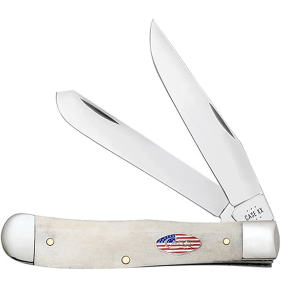 Case Stars and Stripes Natural Smooth Bone Carbon Steel Trapper CA14090