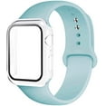 thumbnail image 1 of Case+ Strap For Apple Watch Band 44mm 40mm 38mm 42mm Silicone Wristbands with PC Screen Protector Cover iWatch 3 4 5 6 SE, 1 of 8