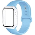thumbnail image 1 of Case+ Strap for Apple Watch Bands 44mm 40mm 38mm 42mm Silicone Wristbands with PC Screen Protector Cover iWatch 3 4 5 6 SE, 1 of 8