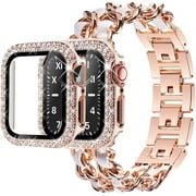 LEIXIUER Case+Strap for Apple watch band 41mm 38mm 44mm 45mm 42mm 40mm Metal Watchband Cuban Link Bracelet iWatch serie 3 5 6 SE 7 8