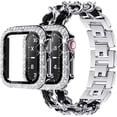 thumbnail image 1 of Case+Strap for Apple watch band 41mm 38mm 44mm 45mm 42mm 40mm Metal Watchband Cuban Link Bracelet iWatch serie 3 5 6 se 7, 1 of 8