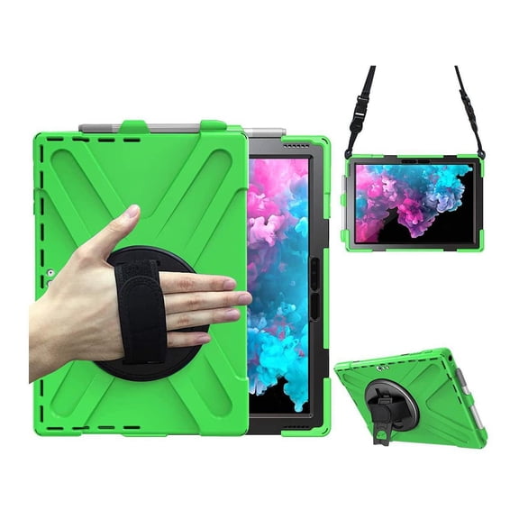 Case for Surface Pro 7 Plus / Pro 7 / Pro 6 / Pro 5 / Pro 4 / Pro LTE, Full Body Protective Case, 360 Degree Rotatable Heavy-Duty Cover with Hand Strap, Shoulder Belt and Kickstand