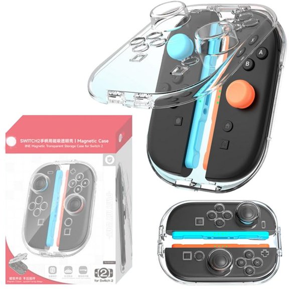 Case for Switch 2 2025 Joy-con,Magnetic closure storage box PC high transparent protective box Ultra Slim Design Dustproof waterproof shockproof drop resistant (Handle Case)