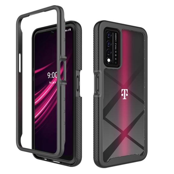 Case for T-Mobile REVVL V Plus 5G, Full Body Bumper Dual-Layer PC + TPU Case Shockproof Clear Back Protective Phone Cases Cover for T-Mobile REVVL V+ 5G (Black)