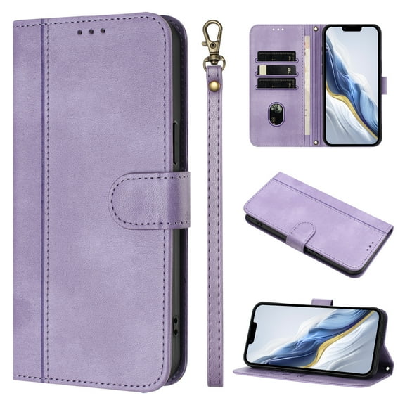 Case for TCL 30 5G Wallet Phone Cover with Wrist Strap, Card Slots and Cash Pocket, PU Leather Magnetic Closure and Anti-Drop Stand Flip Protective Shockproof Case