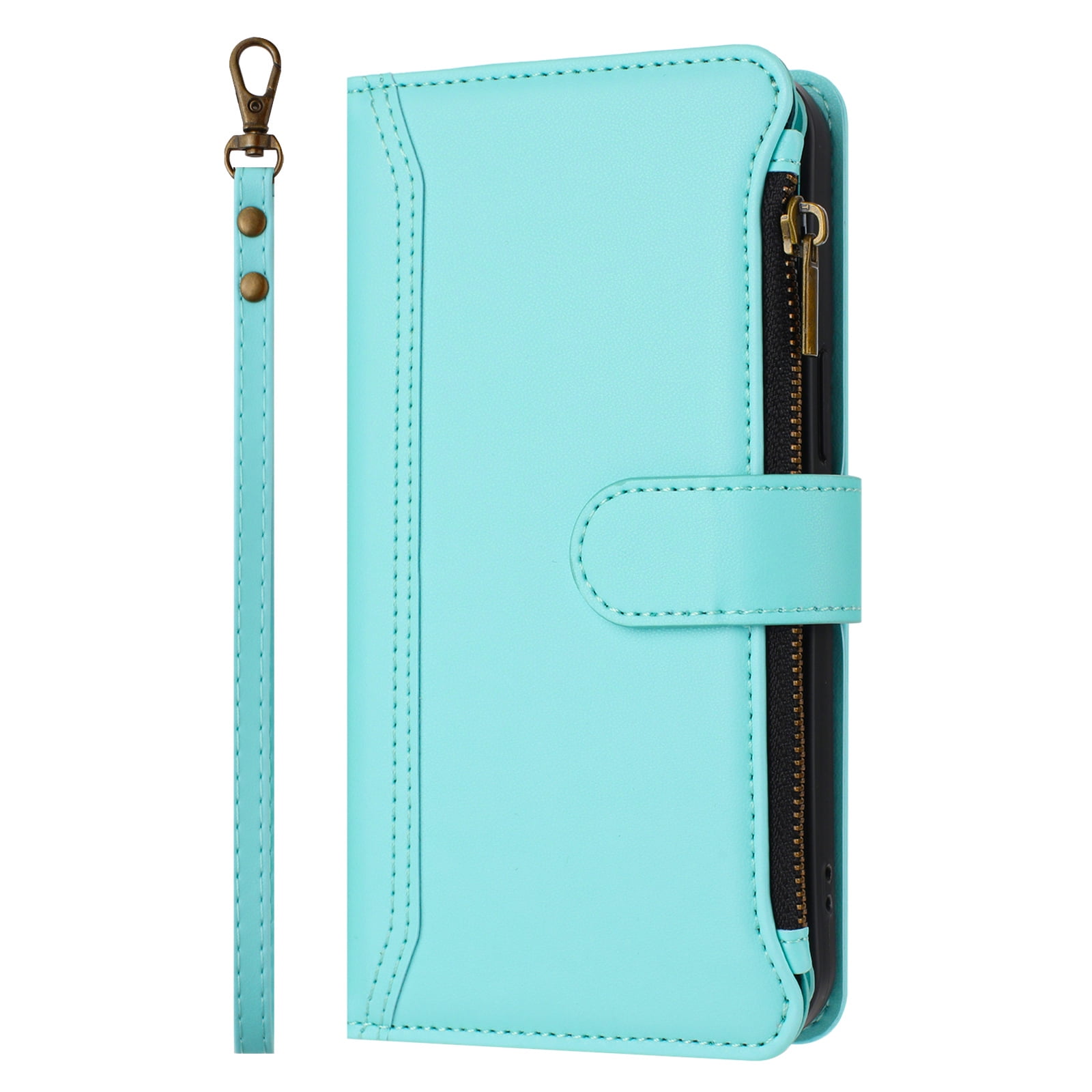 Case for TCL K24 Classic Leather Phone Case with Detachable Wrist Strap Zipper Pocket Card Holder Kickstand Support Wireless Charging Shockproof Cover