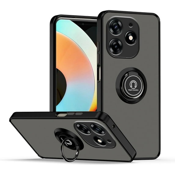 Case for Tecno Spark 10 Pro Case with Stand, Compatible with Magnetic Car Phone Mount, Ultra Slim Tecno Spark 10 Pro Phone Case for Women Men Shockproof Protective Cases Cover (Black)