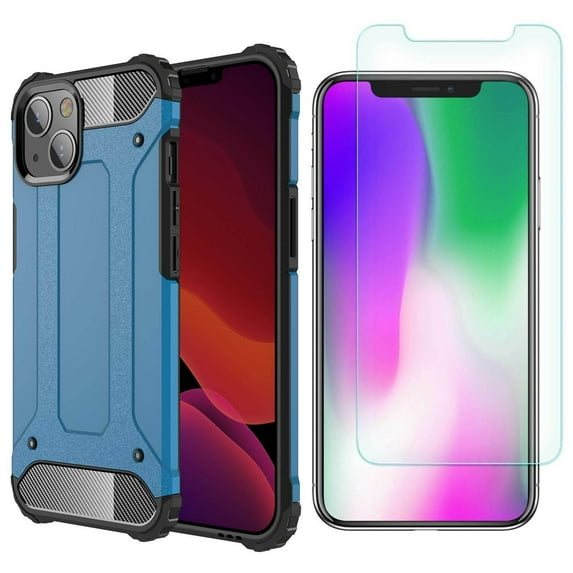 Case + Tempered Glass Screen Protector For iPhone 13 Mini - SuperGuardZ Heavy-Duty Shockproof Protective Guard Shield Cover Armor