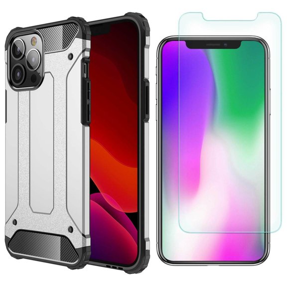 Case + Tempered Glass Screen Protector For iPhone 13 Pro - SuperGuardZ Heavy-Duty Shockproof Protective Guard Shield Cover Armor