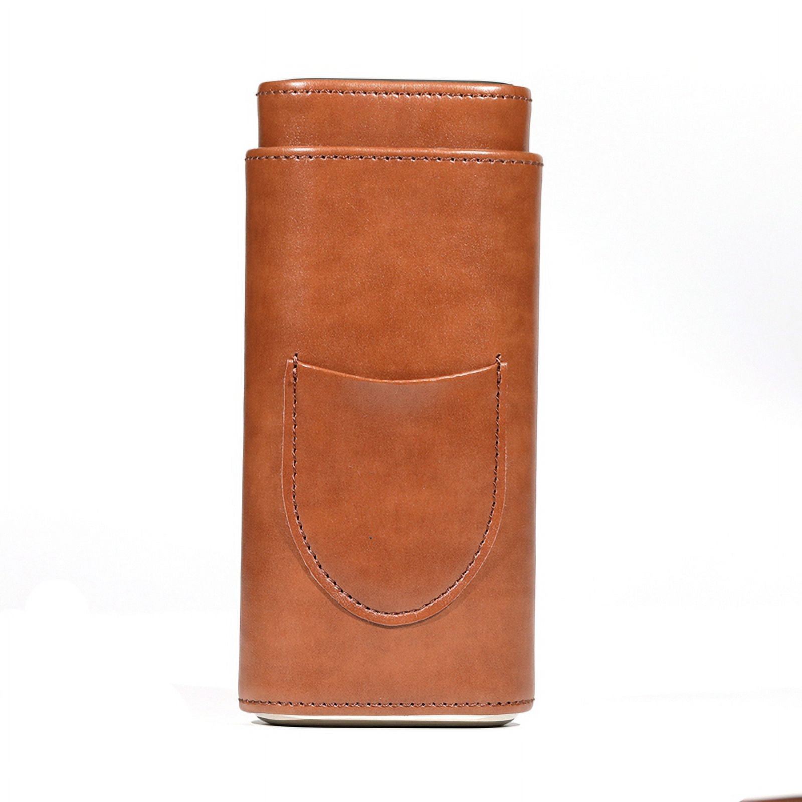 Case Three-Finger Portable Humidor PU Leather Case Box,Brown