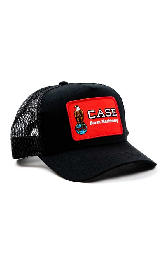 Case Tractor Hat, Black Mesh, Farm Machinery Eagle Logo CE5BM