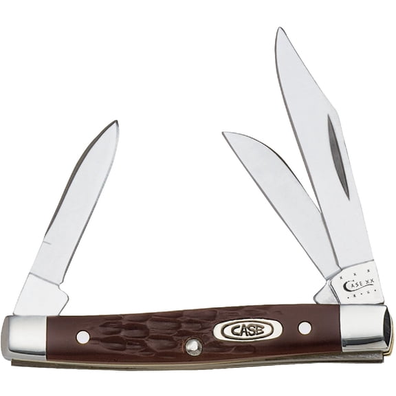Case WR XX Pocket Knife Brown Synthetic Jigged Small Stockman Item #081 - (6333 SS) - Length Closed: 2 5/8 Inches