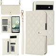 thumbnail image 1 of Case Wallet for Google Pixel 6a, [Wristlet & Crossbody Strap] RFID Blocking 5 Card Slots Stand [Shockproof TPU Shell] PU Leather Magnetic Flip Cover Compatible with Google Pixel 6a, White, 1 of 9