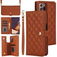 thumbnail image 1 of Case Wallet for Samsung Galaxy Note 20 Ultra, [Wristlet & Crossbody Strap] RFID Blocking 5 Card Slots Stand [Shockproof TPU Shell] PU Leather Magnetic Flip Cover for Note 20 Ultra, Brown, 1 of 9
