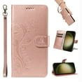 thumbnail image 1 of Case Wallet for Samsung Galaxy S20 with Card Slots, Embossed Pattern PU Leather Phone Case with Flip Kickstand Detachable Wrist Strap Magnetic Closure Case for Samsung Galaxy S20, Rosegold, 1 of 9