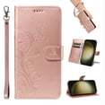 thumbnail image 1 of Case Wallet for Samsung Galaxy S21 Plus with Card Slots, Embossed Pattern PU Leather Phone Case with Flip Kickstand Detachable Wrist Strap Magnetic Closure Case for Samsung Galaxy S21 Plus, Rosegold, 1 of 9