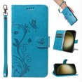 thumbnail image 1 of Case Wallet for Samsung Galaxy S21 Plus with Card Slots, Embossed Pattern PU Leather Phone Case with Flip Kickstand Detachable Wrist Strap Magnetic Closure Case for Samsung Galaxy S21 Plus, Blue, 1 of 9