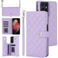 thumbnail image 1 of Case Wallet for Samsung Galaxy S21 Ultra, [Wristlet & Crossbody Strap] RFID Blocking 5 Card Slots Stand [Shockproof TPU Shell] PU Leather Magnetic Flip Cover Compatible with S21 Ultra, Purple, 1 of 1