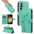 thumbnail image 1 of Case Wallet for Samsung Galaxy S22 with Card Slots, Embossed Pattern PU Leather Phone Case with Flip Kickstand Detachable Wrist Strap Magnetic Closure Case for Samsung Galaxy S22, Green, 1 of 10