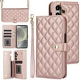 thumbnail image 1 of Case Wallet for Samsung Galaxy S23 FE, [Wristlet & Crossbody Strap] RFID Blocking 5 Card Slots Stand [Shockproof TPU Shell] PU Leather Magnetic Flip Cover Compatible with S23 FE, Rosegold, 1 of 9