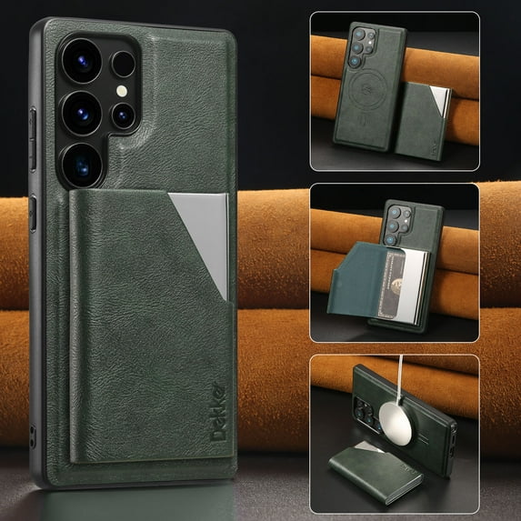 Case Wallet for Samsung Galaxy S23 Wallet Case,2 in 1 Magnetic Detachable Leather Back Flip Case with Card Holders RFID Blocking, Wireless Charging Supported, Kickstand Phone Cover,Green